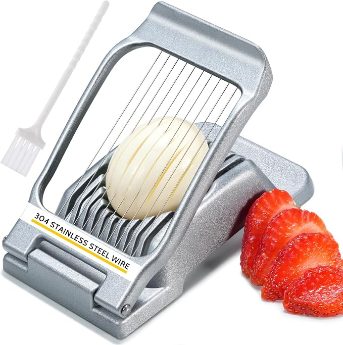 Heavy Duty Stainless Steel Wire Egg Slicer for Hard Boiled Eggs & Strawberry Other Soft Food