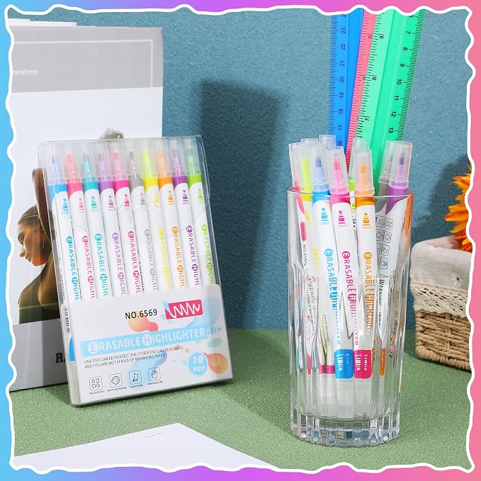 Zhehao 40 Pcs Erasable Highlighters Set, 10 Assorted Pastel Colors