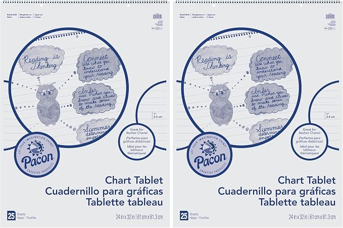 Pacon® Chart Tablet, 24" x 32", 1" Ruled, 25 Sheets (Pack of 2)