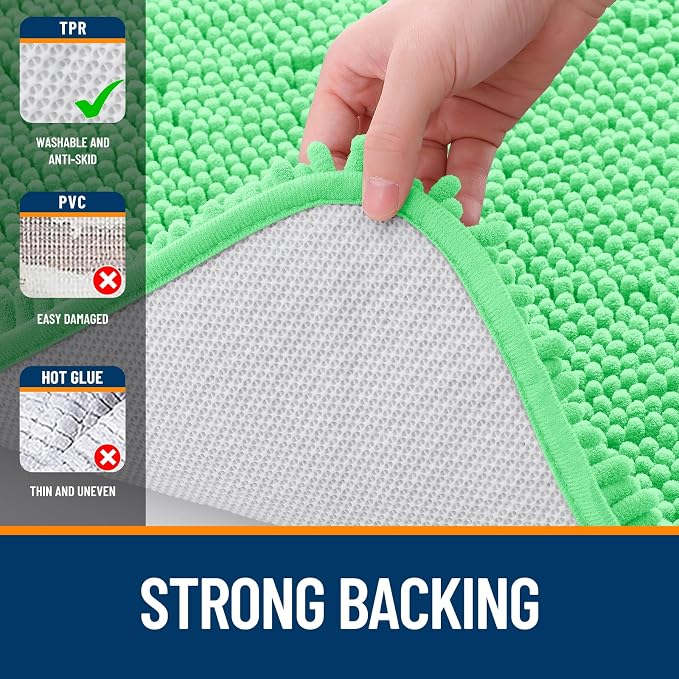 OLANLY Large Bathroom Rugs 47x32, Extra Soft Absorbent Chenille Bath Rugs, Rubber Backing Quick Dry, Machine Washable Bath Mats for Bathroom Floor, Tub and Shower, Home Decor Accessories, Mint Green
