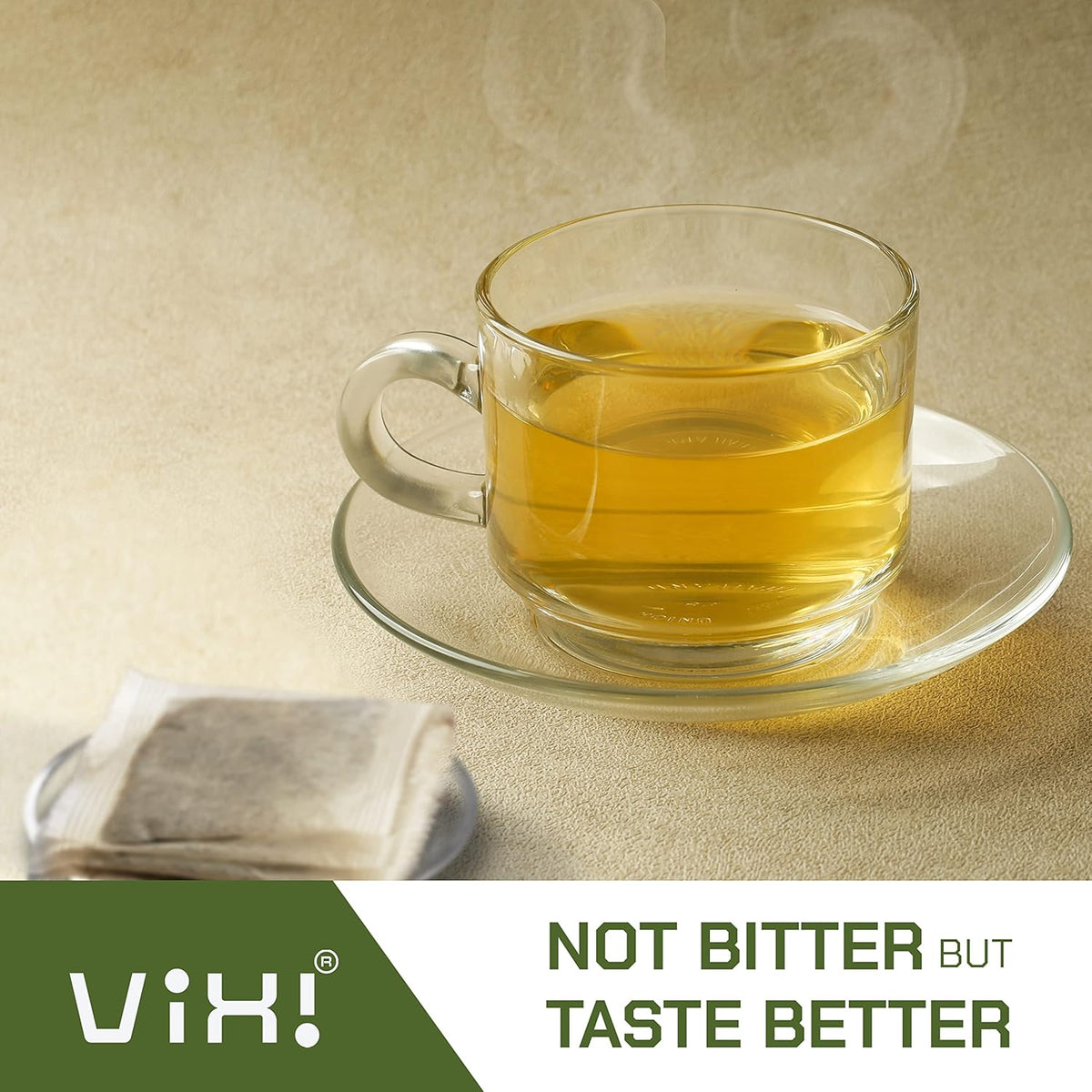 VIXI Green Tea Bags, 100 Counts, Vietnam's Mountain Tea, Antioxidant, Caffeinated, Tagless, Plastic Free, Balanced Flavored, 100% Natural for Hot, Iced and Cold Brew