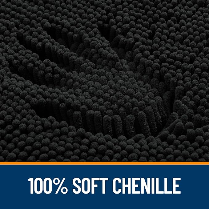 OLANLY Large Bathroom Rugs 47x32, Extra Soft Absorbent Chenille Bath Rugs, Rubber Backing Quick Dry, Machine Washable Bath Mats for Bathroom Floor, Tub and Shower, Home Decor Accessories, Black