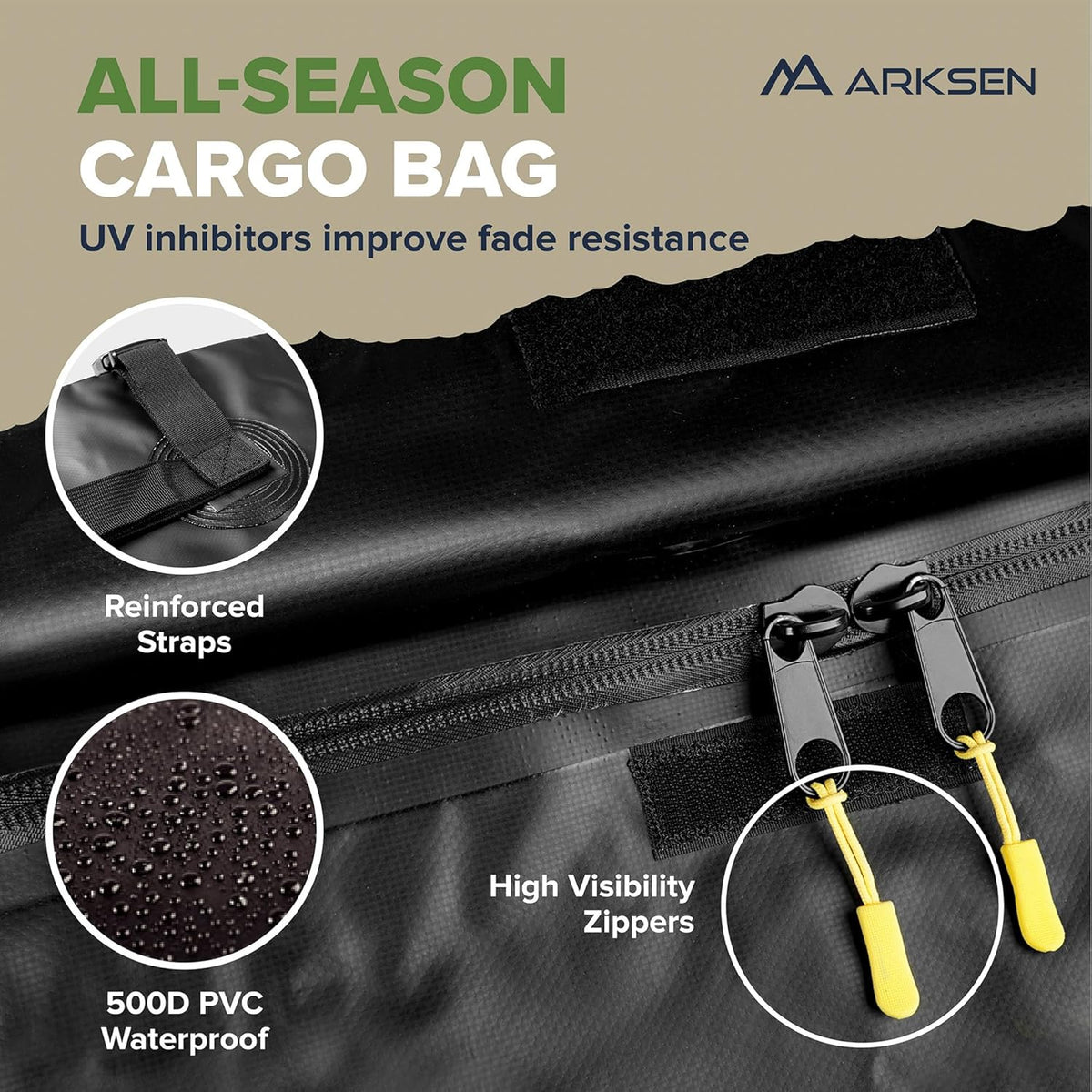 ARKSEN 64 x 50 x 6 Inch Universal Extra Wide 150LB Heavy Duty Roof Rack Cargo with 500D PVC Waterproof Cargo Bag, Car Top Luggage Holder Carrier Basket for SUV, Truck, & Car Steel Construction