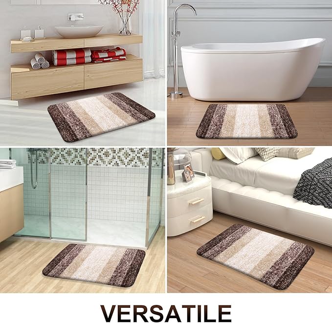 OLANLY Large Bathroom Rugs Mat 44x32, Extra Soft Absorbent Microfiber Bath Rugs, Rubber Backing, Quick Dry, Machine Washable Bath Mats for Bathroom Floor, Tub and Shower, Home Decor Accessories, Brown