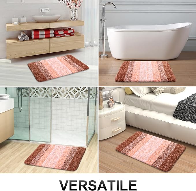OLANLY Bathroom Runner Rugs Mat 44x24, Extra Soft Absorbent Microfiber Bath Rugs, Rubber Backing, Quick Dry, Washable Long Bath Mats for Bathroom Floor, Tub and Shower, Home Decor Accessories, Orange