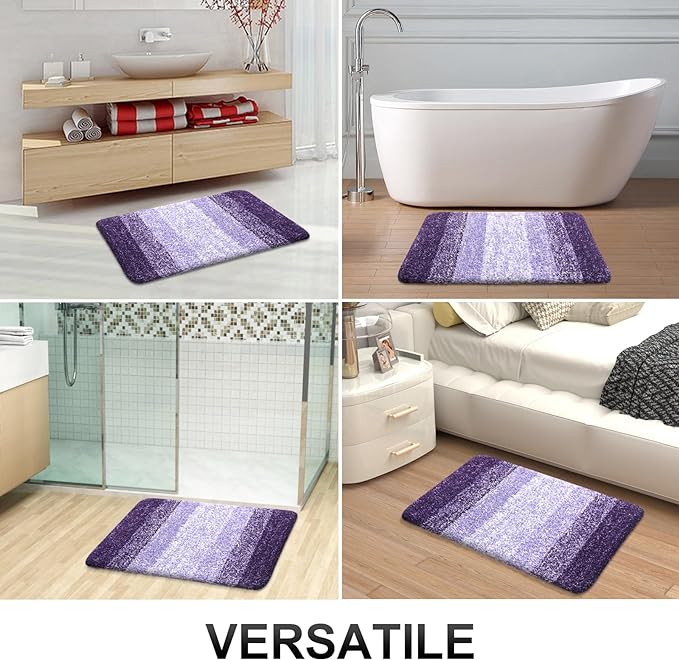 OLANLY Large Bathroom Rugs Mat 50x30, Extra Soft Absorbent Microfiber Bath Rugs, Rubber Backing, Quick Dry, Machine Washable Bath Mat for Bathroom Floor, Tub and Shower, Home Decor Accessories, Violet