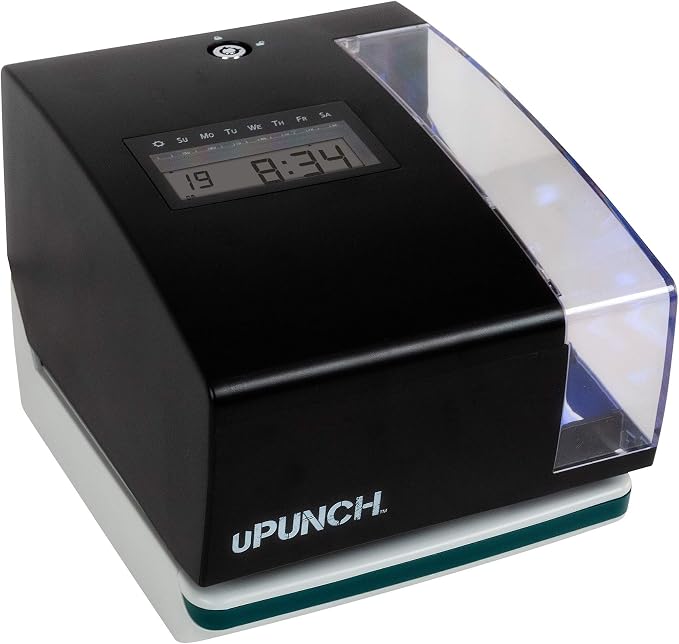 uPunch CR1000 Digital Time Clock and Date Stamp for Small Business: Complete Employee Time Tracking System with 50 Time Cards, Ribbon & Keys