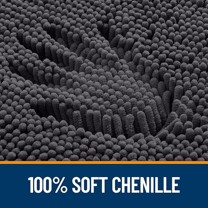 OLANLY Large Bathroom Rugs 40x24, Extra Soft Absorbent Chenille Bath Rugs, Rubber Backing Quick Dry, Machine Washable Bath Mats for Bathroom Floor, Tub and Shower, Home Decor Accessories, Dark Grey