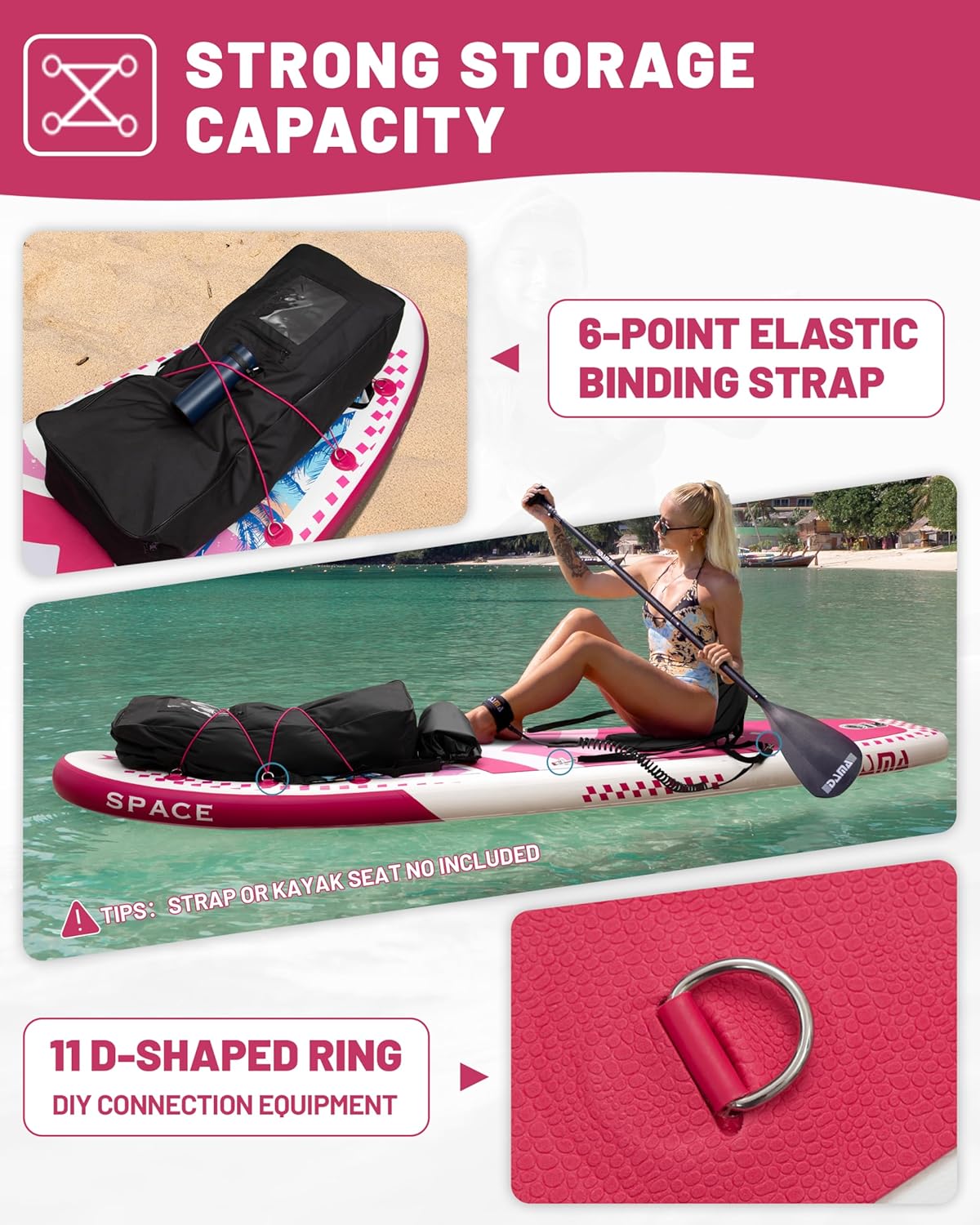 DAMA 11'*34"*6" Inflatable Paddle Board, Paddle Boards for Adults,Sup,Lightweight and Durable, Easy to Inflate, Versatile in Style, Fully Functional, Equipped w/High Grade Accessories.