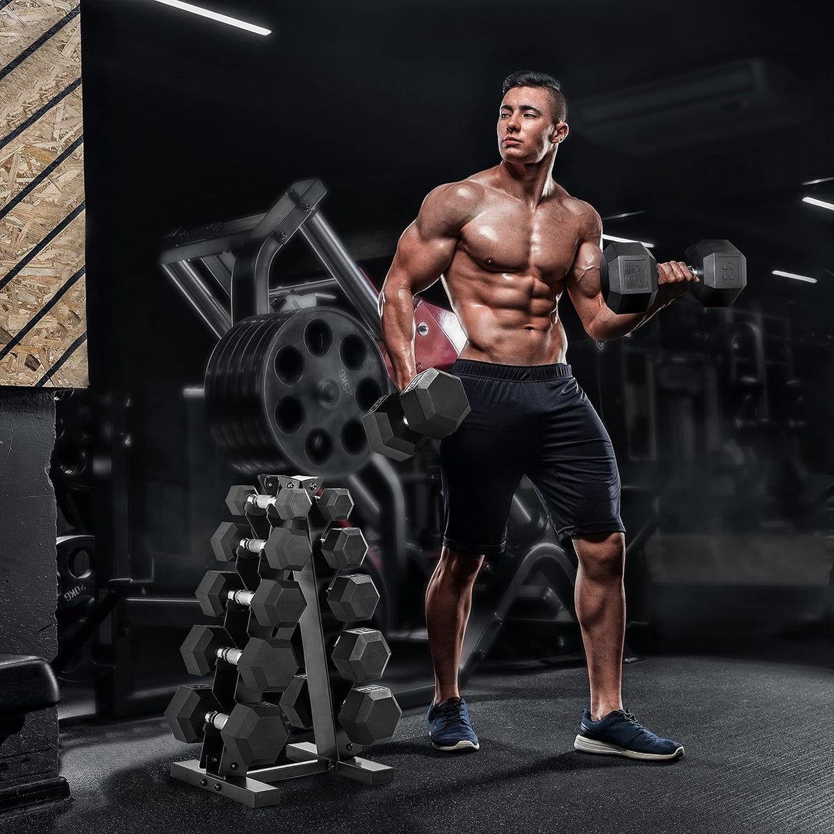 WF Athletic Supply 200Lb Dumbbell Set, 10-30Lb Dumbbell Set with A Frame Storage Rack for Muscle Toning, Strength Building & Weight Loss - Multiple Choices Available