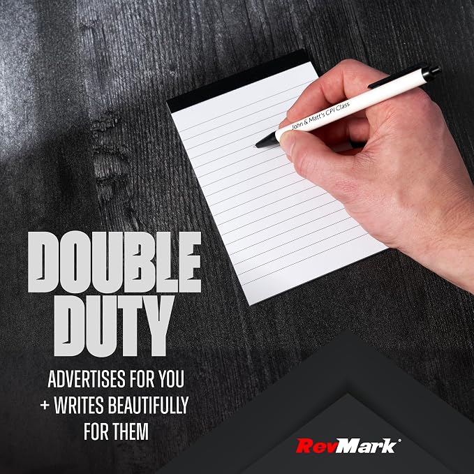 RevMark Personalized Ballpoint Pen, Custom Printed Name, Business or Event Information, Timeless Advertising, USA Made Pens, Promotional Marketing, Smooth Black Ink, Bulk Pack (Black,250 Ct.)