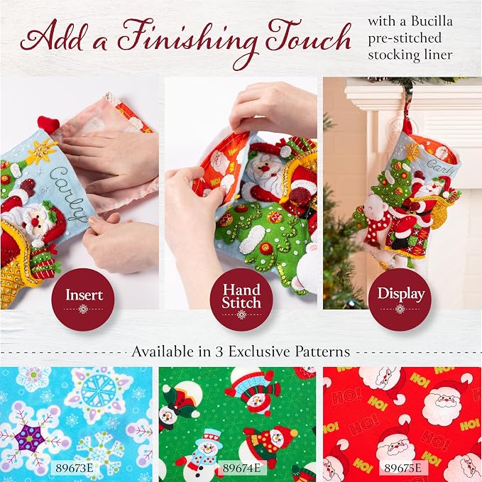 Bucilla Felt Applique 18" Stocking Making Kit, Nordic Noel, Perfect for DIY Arts and Crafts