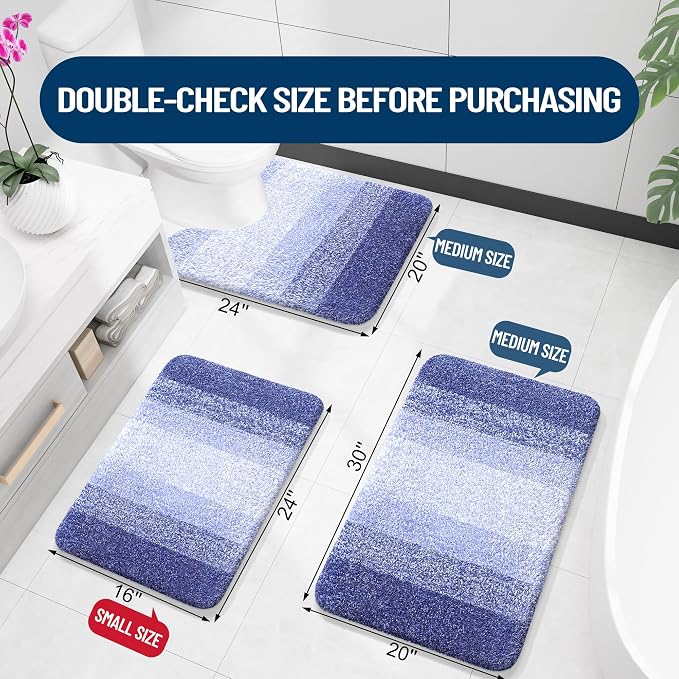 OLANLY Large Bathroom Rugs Mat 40x24, Extra Soft Absorbent Microfiber Bath Rugs, Rubber Backing, Quick Dry, Machine Washable Bath Mats for Bathroom, Tub and Shower, Home Decor Accessories, Blue-Violet