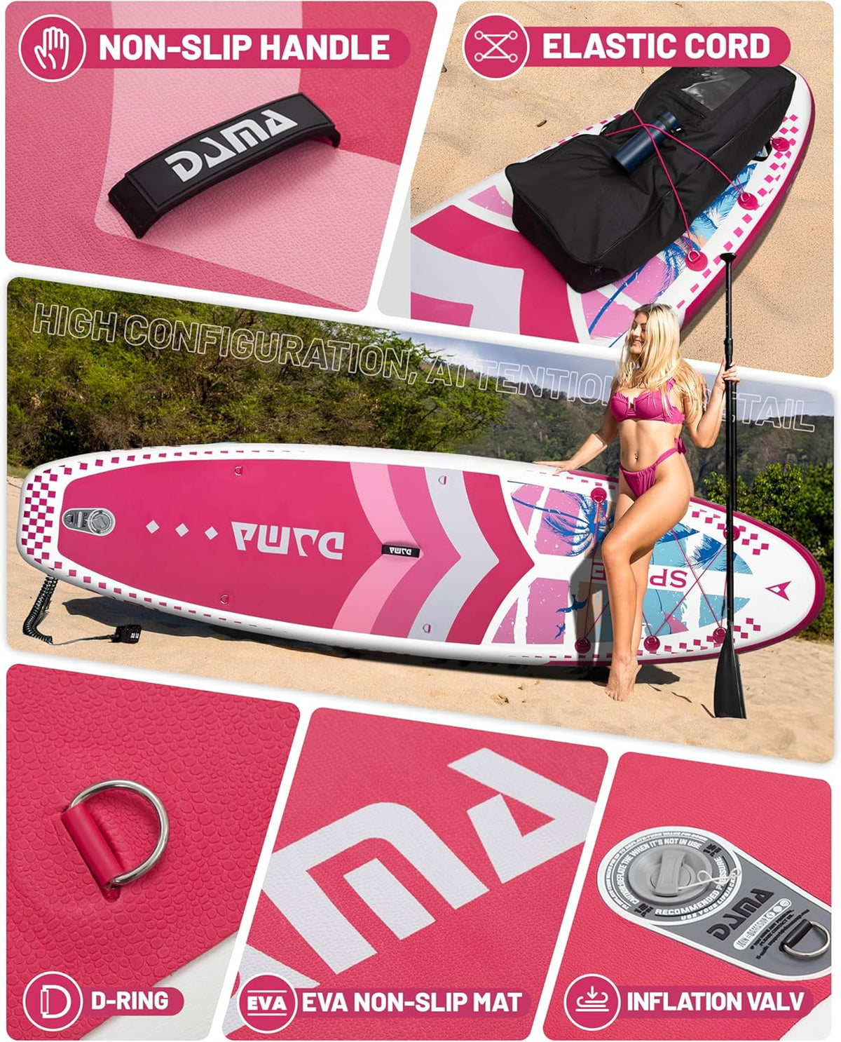 DAMA 11'*34"*6" Inflatable Paddle Board, Paddle Boards for Adults,Sup,Lightweight and Durable, Easy to Inflate, Versatile in Style, Fully Functional, Equipped w/High Grade Accessories.