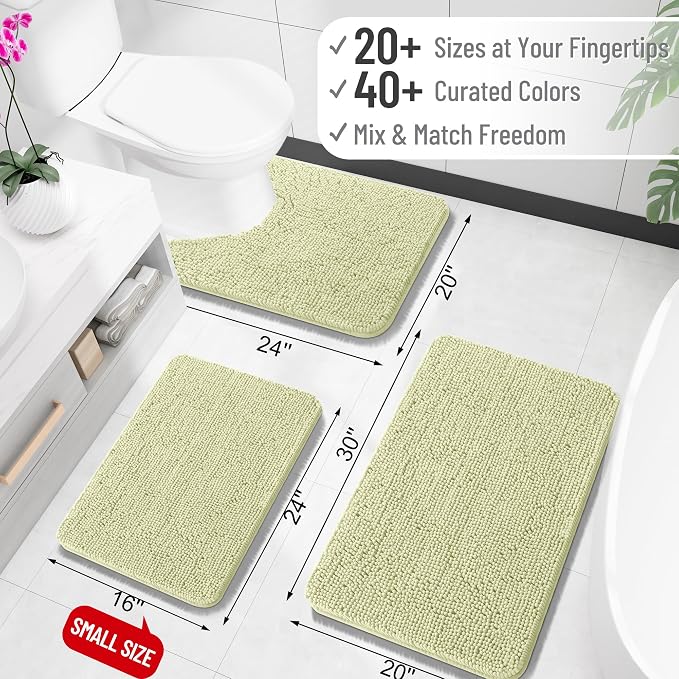 OLANLY Large Bathroom Rugs 44x32, Extra Soft Absorbent Chenille Bath Rugs, Rubber Backing Quick Dry, Machine Washable Bath Mats for Bathroom Floor, Tub and Shower, Home Decor Accessories, Vanilla