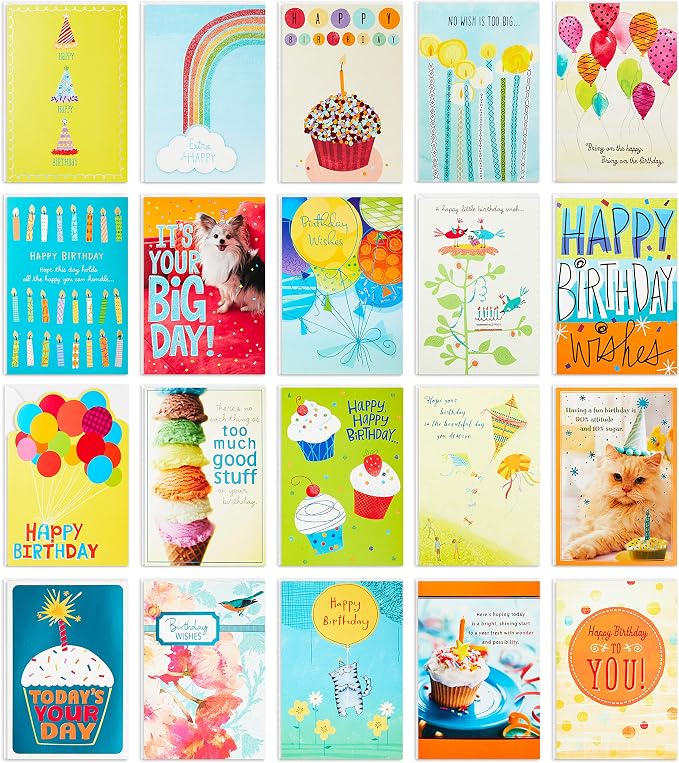 Hallmark All Occasion Boxed Set of Assorted Blank Greeting Cards (100 cards) with Card Organizer Birthday Cards Assortment (20 cards)